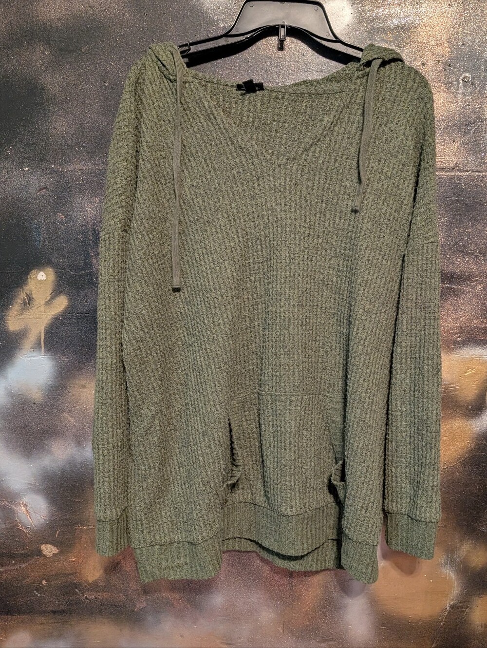 torrid Olive Green Waffle-Knit Hooded Sweater
